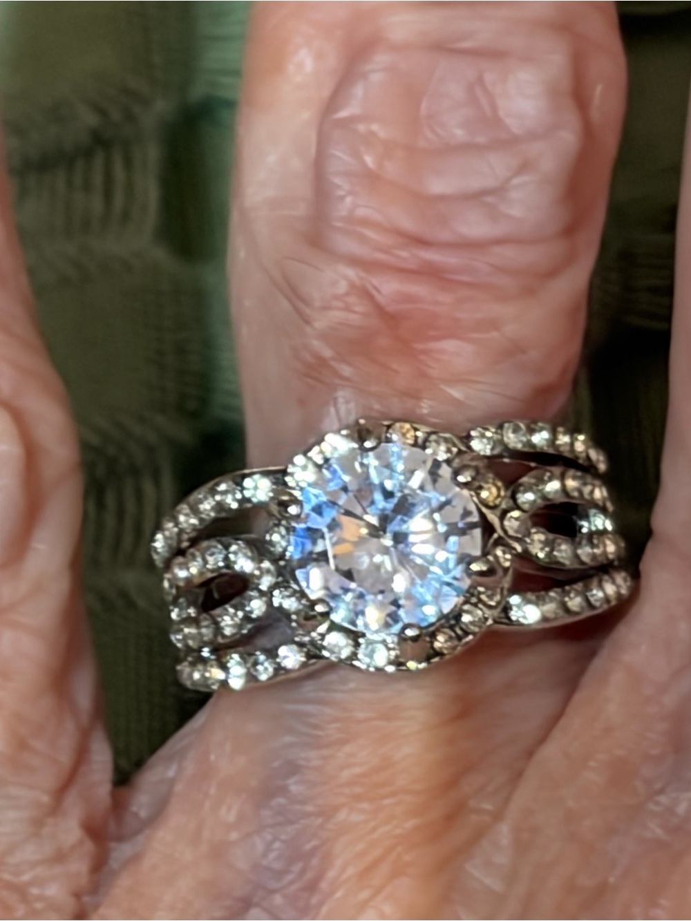 New Silver Tone Round CZ Swirl Pave Statement Ring Size 7